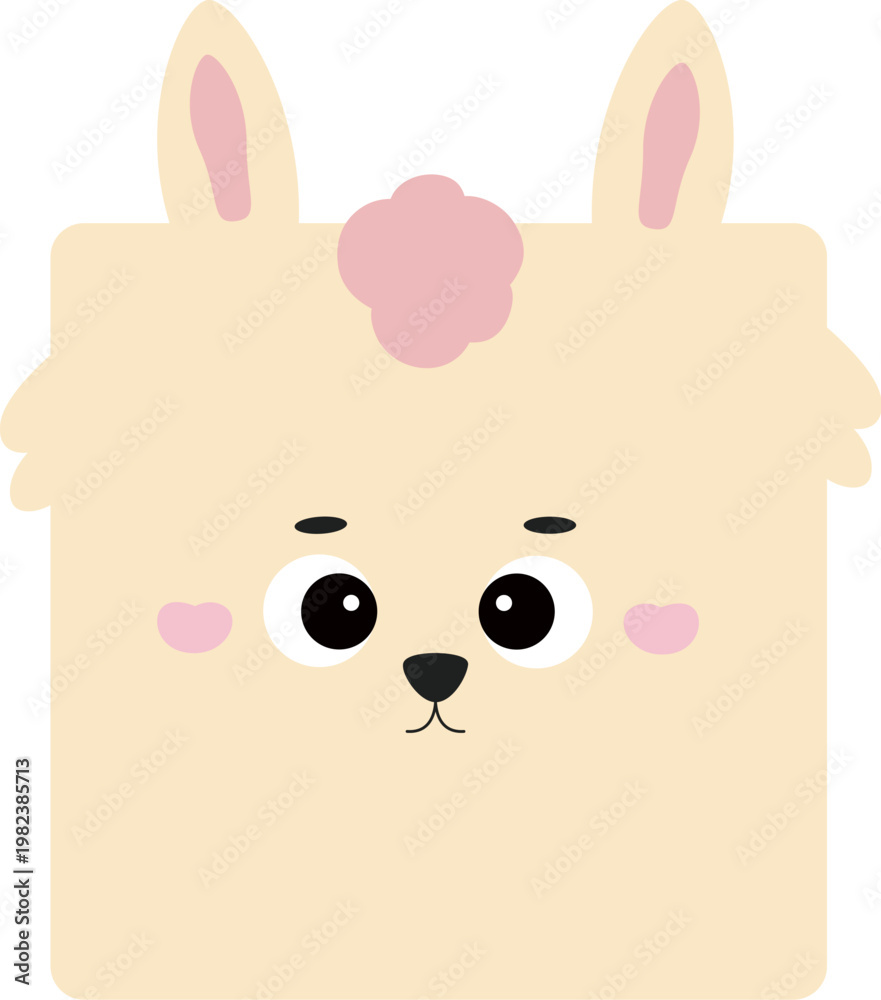 Fototapeta premium Llama Face Square Mascot Cartoon
