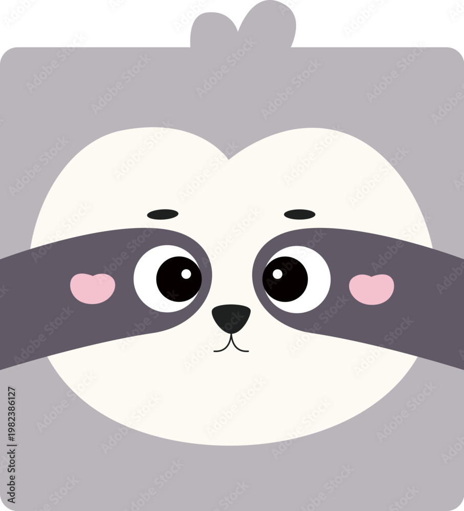 Fototapeta premium Sloth Face Avatar Square Cartoon