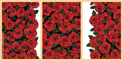 Floral banners collection. Background with color leaves, flowers. Nature concept design. Modern compositions in trendy flat simple style. Vector illustration for poster, greeting card. Copy space.