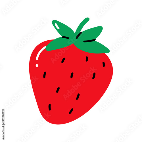Strawberry sketch. Abstract ripe berry icon flat cartoon style, sweet juicy natural sign, healthy food concept. Vector illustration