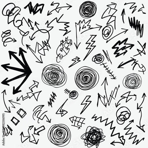 Creative Black and White Scribble and Doodle Background for Design Projects