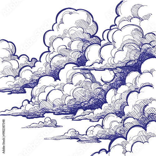 Stylized Hand Drawn Clouds Illustration for Creative and Artistic Use