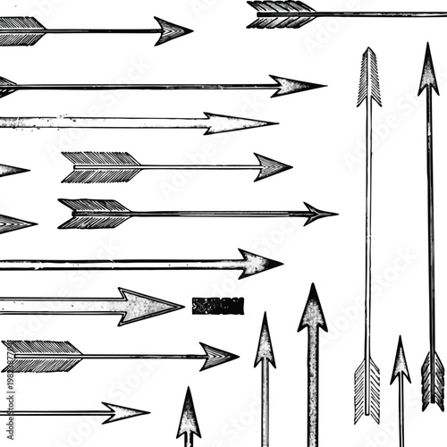 Diverse Collection of Modern Archery Arrows for Target Practice and Trophy Hunting