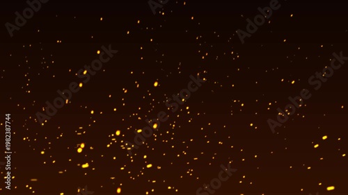 Flying around fire dust particles sparks or ember from a burning fire with realistic movement, Fire embers particles over black background, Abstract dark glitter fire particles lights,