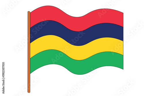 Flag of Mauritius. Mauritian national symbol in official colors. Template icon. Abstract vector background.