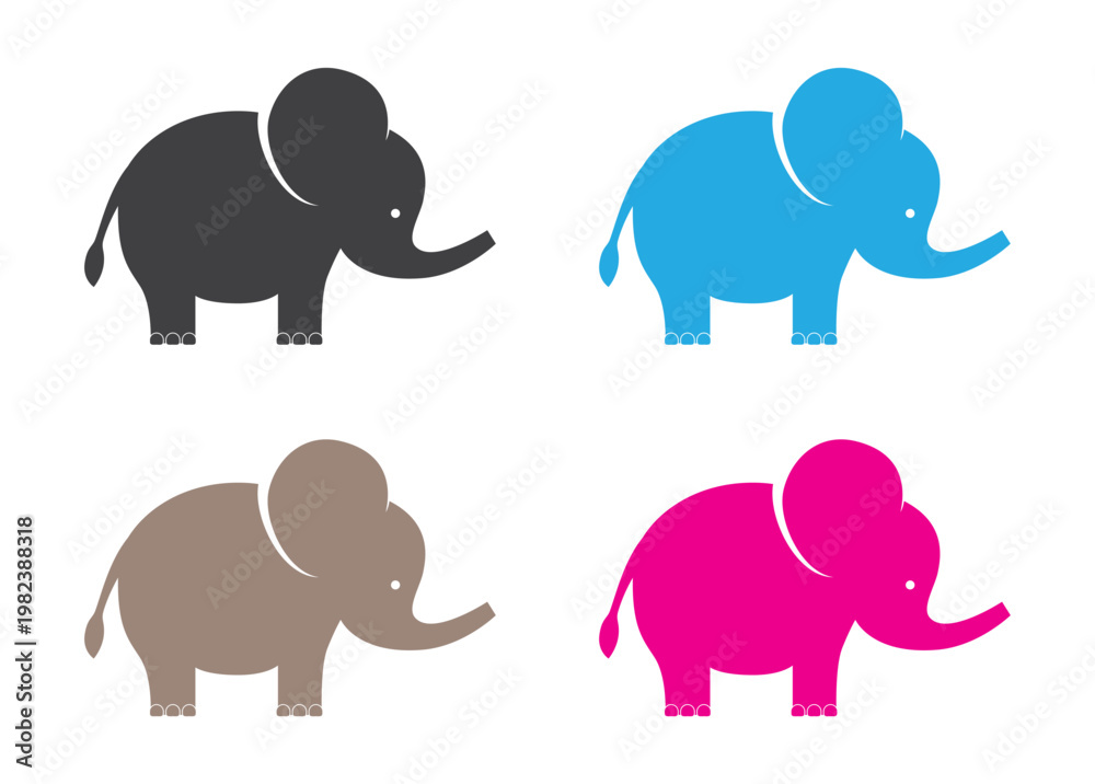Obraz premium Simple Stylized Baby Elephant Icon Vector
