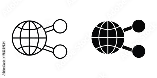 Contrast between a white and black globe icons with connected nodes