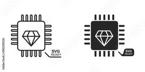 Comparison of two integrated circuit symbols with diamond logos in svg format ready status