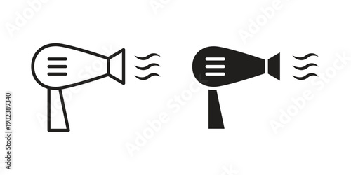 Blow dryer icon pack on white background. logotype graphic design