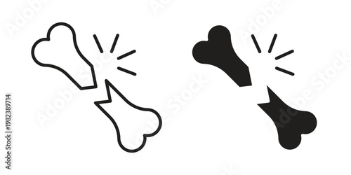 Broken bone icon pack on white background. logotype graphic design