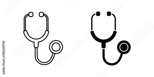 Comparison of two different stethoscope designs in black and white illustration