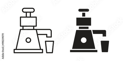 Cold pressed juicer icon pack on white background. logotype graphic design