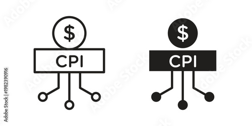 Consumer prices index icon pack on white background. logotype graphic design