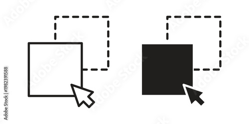 Drag and drop icon pack on white background. logotype graphic design