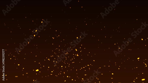 Flying sparks and coals from a fire, Seamless looping dark red dangerous fire flames with sparks animation background, abstract glowing particles of burning fire and smoke on a black background, 4k