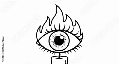Burning eye with flame eyebrows.