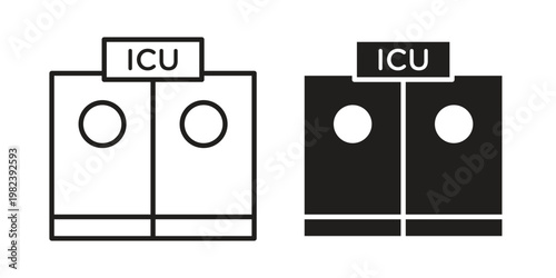 ICU Room icon pack on white background. logotype graphic design