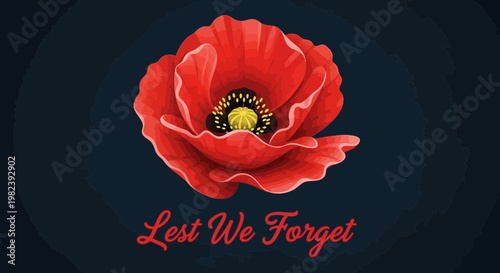 Red Poppy "Lest We Forget" Memorial Day Remembrance Graphic