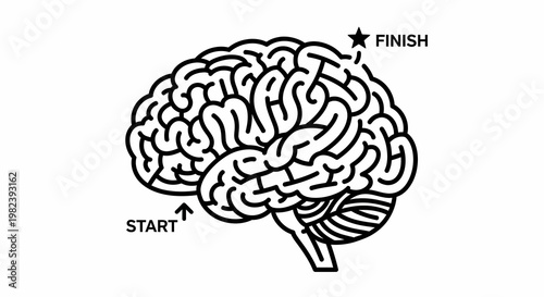 Brain with maze inside cerebral cortex.