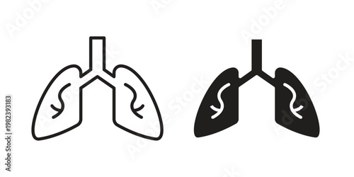Lungs icon pack on white background. logotype graphic design