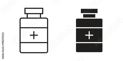 Medicine bottle icon pack on white background. logotype graphic design