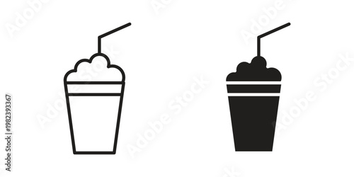 Milkshake icon pack on white background. logotype graphic design