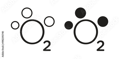 Oxygen O2 icon pack on white background. logotype graphic design