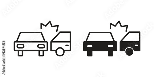 Rear end collision icon pack on white background. logotype graphic design