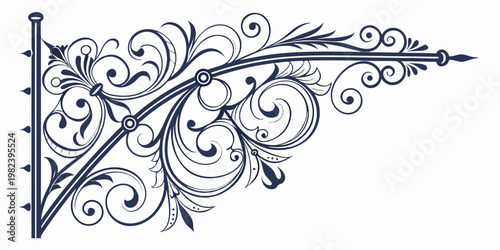 Ornate Vintage Filigree Scroll Corner Bracket Design Element