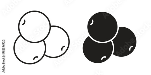 Blueberries icon set. line art vector icon for apps and websites