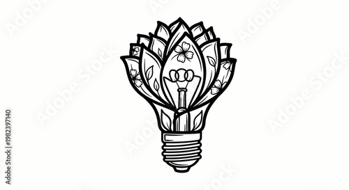 Decorative Light Bulb with Floral Design.