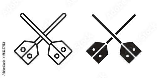 Broom-ball icon set. line art vector icon for apps and websites