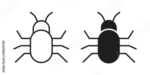 Bugs icon set. line art vector icon for apps and websites