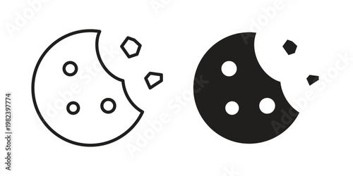 Cookie icon set. line art vector icon for apps and websites