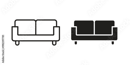 Couch icon set. line art vector icon for apps and websites