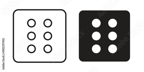Dice six icon set. line art vector icon for apps and websites