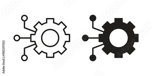 Digital transformation icon set. line art vector icon for apps and websites