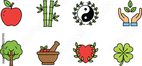 Nursery toy icon set with rocking horse alphabet blocks and train