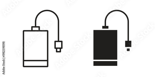 External hard drive icon set. line art vector icon for apps and websites