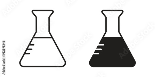 Flask icon set. line art vector icon for apps and websites