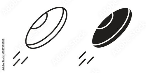 Flying disc icon set. line art vector icon for apps and websites