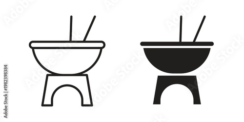 Fondue pot icon set. line art vector icon for apps and websites