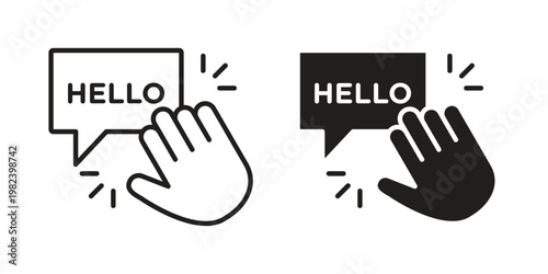 Hello icon set. line art vector icon for apps and websites
