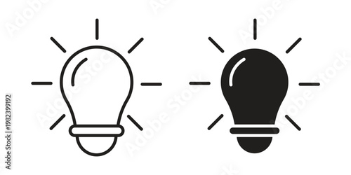 Light bulb icon set. line art vector icon for apps and websites