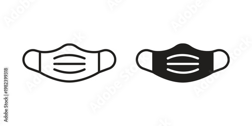 Mask face icon set. line art vector icon for apps and websites