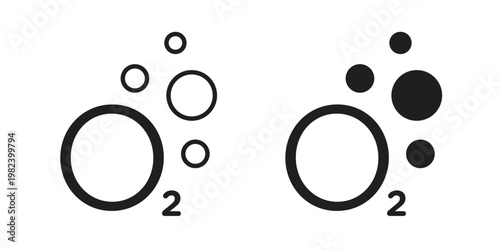 Oxygen O2 icon set. line art vector icon for apps and websites