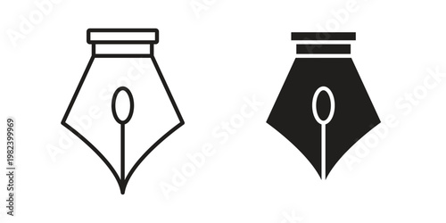 Pen nib icon set. line art vector icon for apps and websites