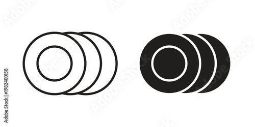 Plates icon set. line art vector icon for apps and websites