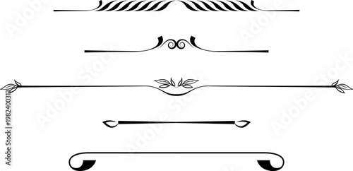 black and white set of delimiters for text, dividers