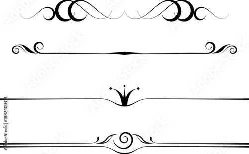 black and white set of delimiters for text, dividers